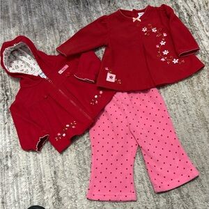 Carter's Red Floral 3 Pc. Outfit